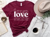 Lykke Love All Day Every Day T-shirt| Mijn Valentijn | Mannen - Vrouwen - Unisex | Handgemaakt | Maroon | Maat XXL