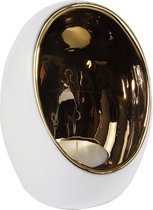 Oneiro’s Luxe Waxinelichthouder PIM S Goud/Wit - 9,5x9,5x15 cm - kaarsenhouders - kaarsenhouder - waxinehouder - decoratie – woonaccessoires – theelichthouder – zwart – goud – zilver