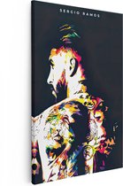 Artaza Canvas Schilderij Voetbalspeler Sergio Ramos met Tattoos - 40x60 - Poster Foto op Canvas - Canvas Print