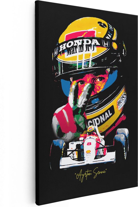 Artaza - Peinture sur Canevas - Pilote de formule 1 Ayrton Senna - 60x90 - Petit - Photo sur Toile - Impression sur Toile