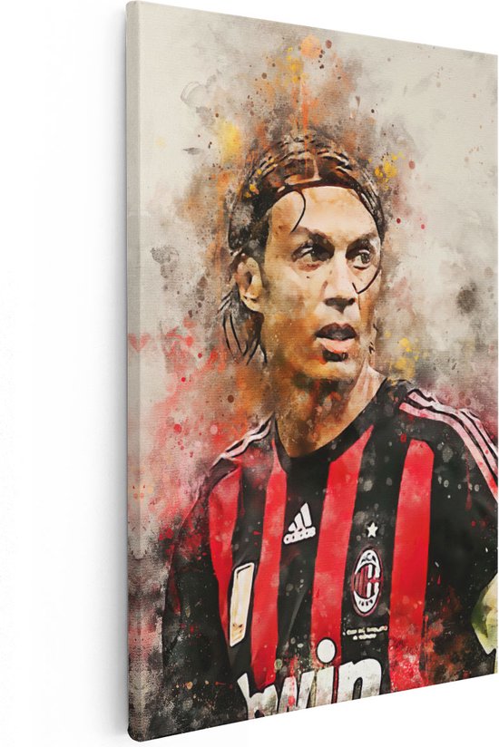 Artaza Canvas Schilderij Voetbalspeler Paolo Maldini bij AC Milan - 20x30 - Klein - Foto Op Canvas - Canvas Print