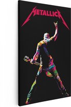 Artaza Canvas Schilderij Muziek Band Metallica in Abstracte Kleuren - 80x120 - Groot - Muurdecoratie - Canvas Print