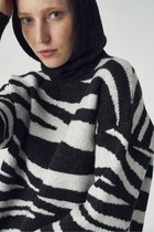 Zebra - Print - Trui - Sweater - Mode - Maat - L/XL - Zwart - Wit