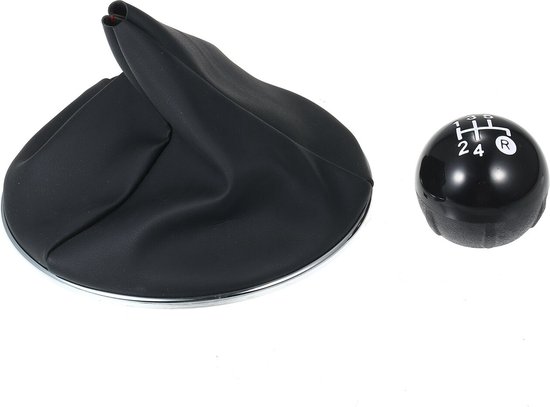 MangWany Auto Gear Stick Shift Boot Dust Cover Leer Zwart en Chrome Ring Frame voor F-iat 500 500C 2007-2015 50293173 50295075 50295325 55344016
