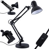 LED Bureaulamp Klemlamp - Prixa Rety - E27 Fitting - Verstelbaar - Retro - Klassiek - Rond - Mat Zwart - BES LED