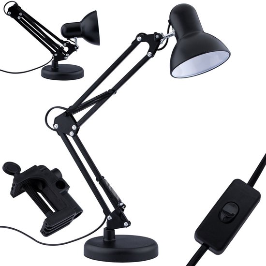 LED de bureau inclinable LED - Industrielle - Raccord E27 - avec support et clip