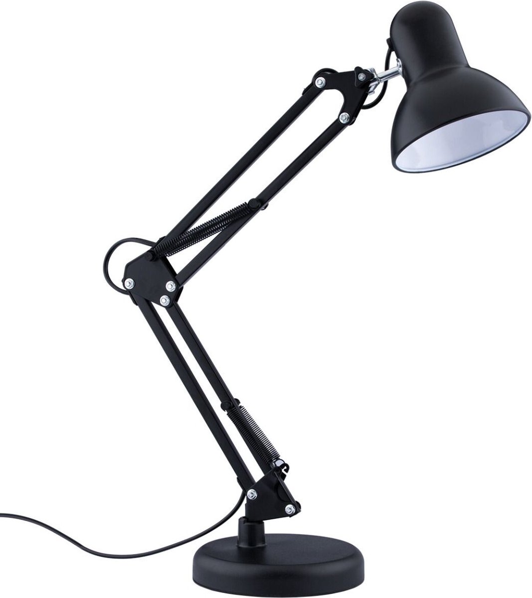 LED Bureaulamp - Maxorit Rety - E27 Fitting - Verstelbaar - Retro - Klassiek - Rond - Mat Zwart