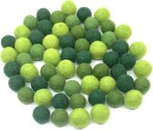 Viltballetjes - 70 stuks - Groen - 2,2cm - Wolkralen - Rijgkralen - Fairtrade