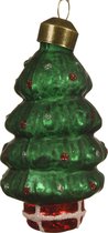 Oneiro's luxe kersthanger X-TREE Groen – 8.5 x 4 x 4 cm - PER 1 STUK - kerstbal - luxe verpakking – kerstcollectie – kerstdecoratie – kerstboomhanger – kerstversiering – rood