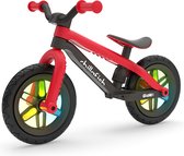 Chillafish BMXie Glow lichtgewicht loopfiets met oplichtende wielen tijdens het rijden, voor kinderen van 2 tot 5 jaar, verstelbaar zadel zonder gereedschap, Antraciet Rood