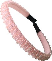 Haarband met Glaskralen - Diadeem - Breedte 1,5 cm - Roze