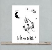 Planet Puk | A4 poster-kaart | raket | love you to the moon | kinderkamer decoratie