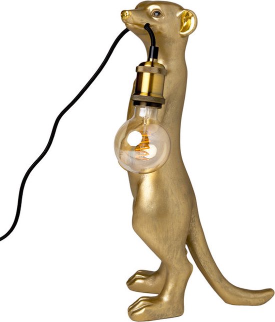 Dierenlamp - tafellamp - stokstaartje - 24 x 16 x 48 cm - goud | bol.com
