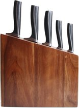 Tip voor vaderdag! Messenblok met 5 delige messenset, voor de betere hobbykok - scherpe messen - mooie houten messenblok - Les Plaisirs Du Chef