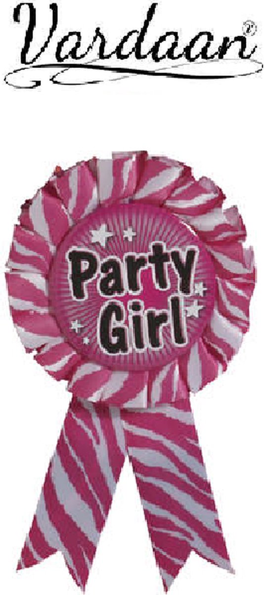 Party Girl Broche - Accessoire - Vrijgezellenfeest - Themafeest - Roze/Wit - 1 stuk