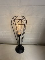 Industriële metalen lamp - zwart - 39 cm hoog x dia 13 x 12 cm - tafelmodel - Decoratieve verlichting