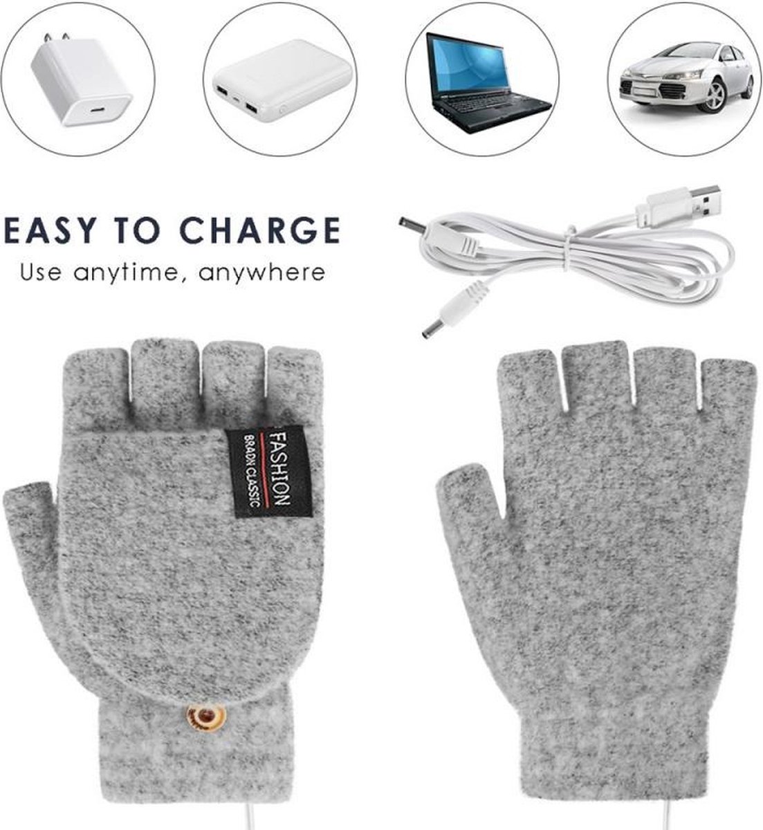 Gants chauffants USB pour hommes et femmes, mitaines chauffantes d'hiver Gants chauffants USB à