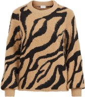 Vila Trui Vifeami Knit Animal L/s Top/ka 14072015 Black/nomad Zebr Dames Maat - L