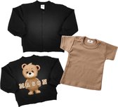 Jas kind-baby-kind-jogging bomber jasje met shirt-beer met naam van je kind-Maat 104