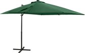 Zweefparasol met paal en LED-verlichting 250 cm groen