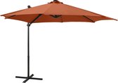 Zweefparasol met paal en LED-verlichting 300 cm terracottakleur