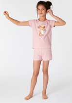 Woody pyjama meisjes - wit-roze gestreept - axolotl vis - 221-1-PZG-Z/943 - maat 98