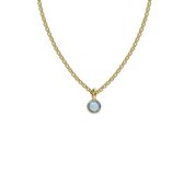 Victoria Cruz A3961-10DG Zilveren Ketting - Dames - Hangertje - Aquamarijn - Blauw - 4 mm Doorsnee - Ankerschakel - 40 + 5 cm - 0,8 mm Dikte - zilver - Gold Plated (Verguld/Goud op