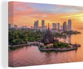 Canvas Schilderij Thailand tijdens zonsondergang - 90x60 cm - Wanddecoratie