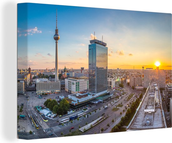 Tableau sur toile Vue de la place Alexanderplatz à Berlin, Allemagne - 120x80 cm - Décoration murale Art