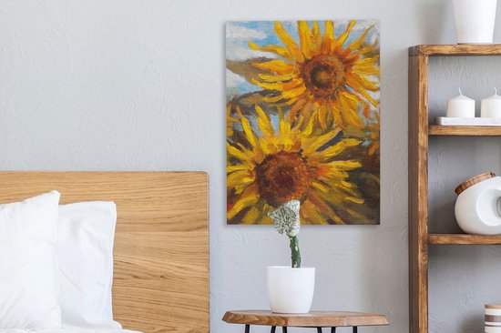 Tableau Toile Tournesols - Peinture - Couleurs - 30x40 cm - Décoration murale