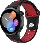 Siliconen Smartwatch bandje - Geschikt voor  Huawei Watch GT 3 42mm sport band - zwart/rood - 42mm - Strap-it Horlogeband / Polsband / Armband