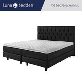 Luna Bedden - Boxspring Bella - 160x200 Compleet Zwart Gecapitonneerd Bed