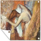 Tuinposters Woman drying her neck - schilderij van Edgar Degas - 50x50 cm - Tuindoek - Buitenposter