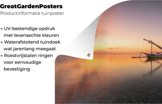 Tuinposter 60x40 cm - Tuindecoratie Afbeelding van een zonsondergang in Bali - Poster voor in de tuin - Buiten decoratie - Schutting tuinschilderij - Tuindoek muurdecoratie - Wanddecoratie balkondoek