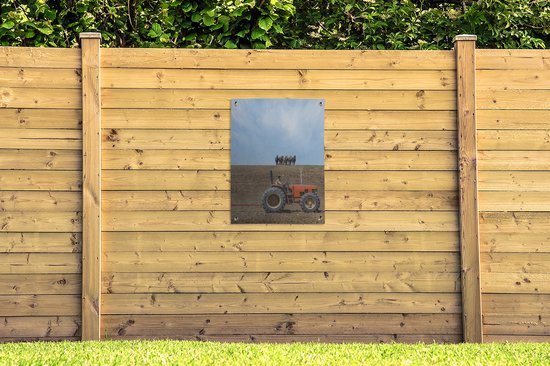 Tableau jardin Fermier avec tracteur et chevaux - 60x80 cm - Affiche jardin - Toile jardin - Affiche extérieur