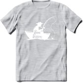 Vissen T-Shirt | Grappig Verjaardag Vis Hobby Cadeau Shirt | Dames - Heren - Unisex | Tshirt Hengelsport Kleding Kado - Licht Grijs - Gemaleerd - L