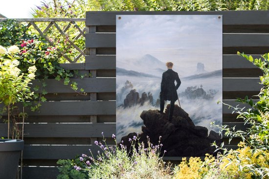 Tuinposter - Tuindoek - Tuinposters buiten - De wandelaar boven de