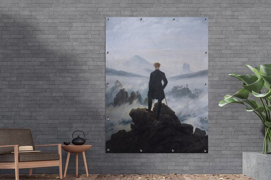 Muurdecoratie buiten De wandelaar boven de nevelen - Schilderij van
