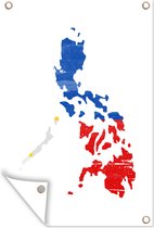 Tuindecoratie Landkaart met vlag Filipijnen - 40x60 cm - Tuinposter - Tuindoek - Buitenposter
