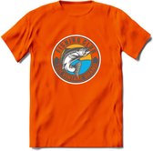 Vissen T-Shirt | Grappig Verjaardag Vis Hobby Cadeau Shirt | Dames - Heren - Unisex | Tshirt Hengelsport Kleding Kado - Oranje - S