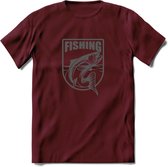 Fishing - Vissen T-Shirt | Grappig Verjaardag Vis Hobby Cadeau Shirt | Dames - Heren - Unisex | Tshirt Hengelsport Kleding Kado - Burgundy - XL