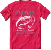 Fishing Has No Age Limit - Vissen T-Shirt | Grijs | Grappig Verjaardag Vis Hobby Cadeau Shirt | Dames - Heren - Unisex | Tshirt Hengelsport Kleding Kado - Roze - S