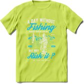 A Day Without Fishing - Vissen T-Shirt | Blauw | Grappig Verjaardag Vis Hobby Cadeau Shirt | Dames - Heren - Unisex | Tshirt Hengelsport Kleding Kado - Groen - S