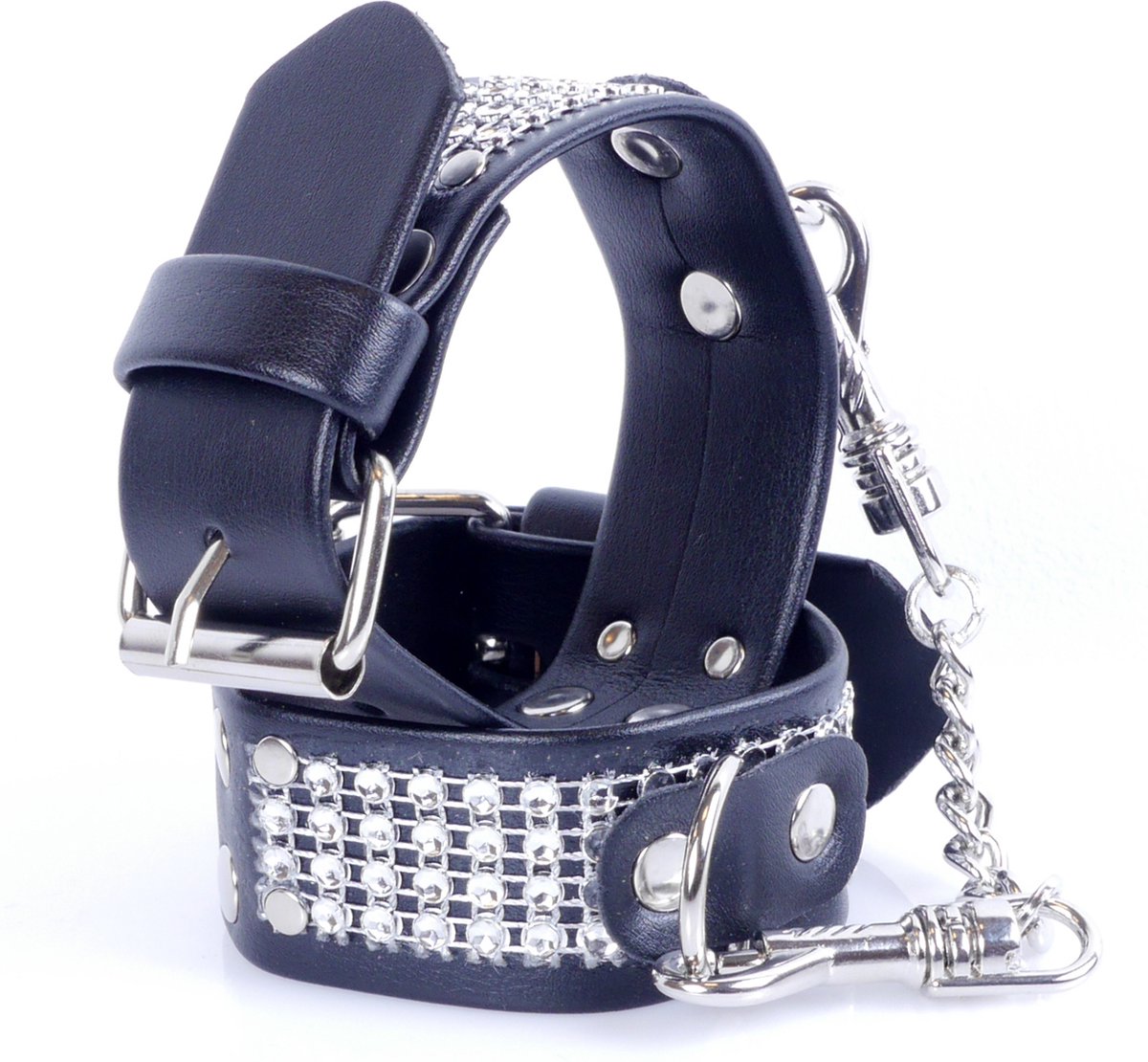 Goedkoopste Fetish Boss Series Handboeien met kristallen - 3 cm - Zilver
