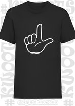 LOSER Kids t-shirt - Zwart - Maat 164 - Unisex - Korte mouwen - Ronde hals - Regular Fit - leuke grappige shirtjes - Humor - Kwoots - Cadeau - Voor zowel jongens als meisjes
