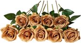 DuHouse 10 stuks kunstmatige toffee rozen nep zijden bloemen enkele lange steel voor arrangement bruiloft feest woondecoratie koffie) - Valentijn cadeautje