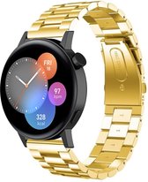 Stalen Smartwatch bandje - Geschikt voor  Huawei Watch GT 3 42mm stalen band - goud - 42mm - Strap-it Horlogeband / Polsband / Armband