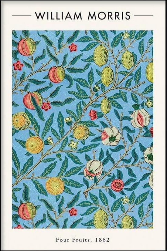 Walljar - William Morris - Four Fruits - Muurdecoratie - Poster met lijst