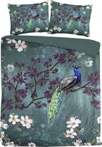 Textiles de rêve - Housse de couette Hunter - Peacock Multi - Lits jumeaux - 240x200/220 cm + 2 Taies d' Taies d'oreiller - 100% Satin - Katoen - Haute Qualité - Super Doux -