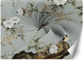 Trend24 - Behang - Vogel Op Een Tak - Behangpapier - Fotobehang Bloemen - Behang Woonkamer - 300x210 cm - Incl. behanglijm